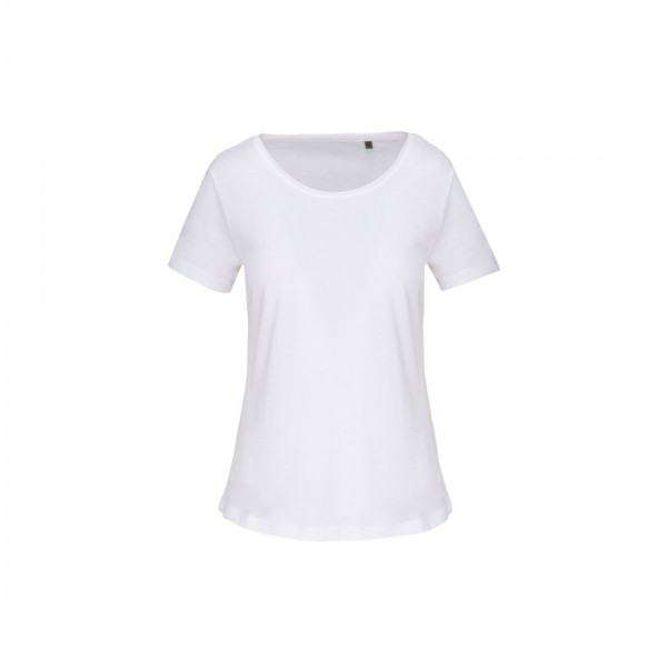 Bio-T-Shirt für Damen mit kurzen Ärmeln und ungesäumtem Halsausschnitt K399, White