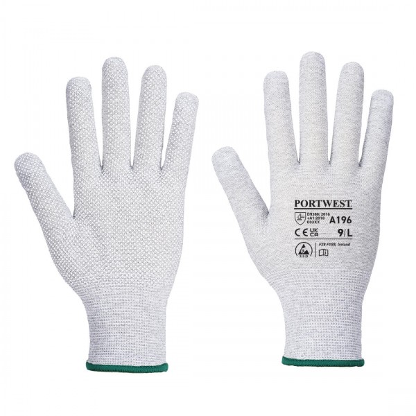 Antistatisch Micro Noppen Handschuh, A196, Grau/Weiß