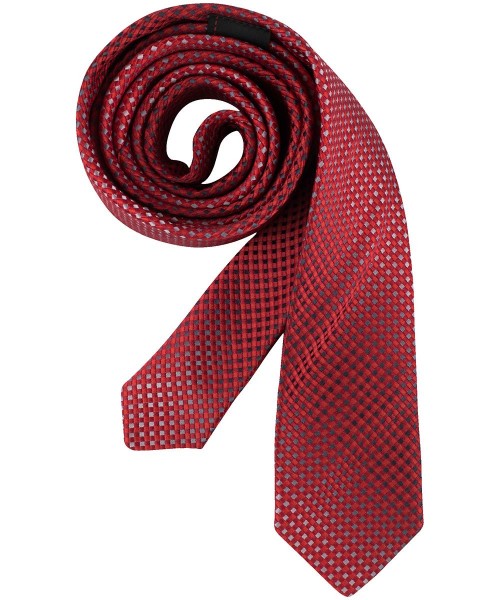 Krawatte Slimline, rot/grau kariert