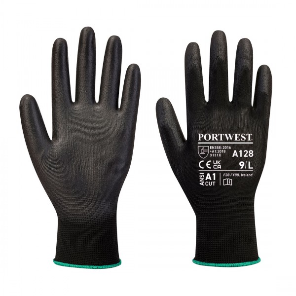 PU-Handschuh -Latex Frei- In Einzelhandelsverpackung, A128, Schwarz