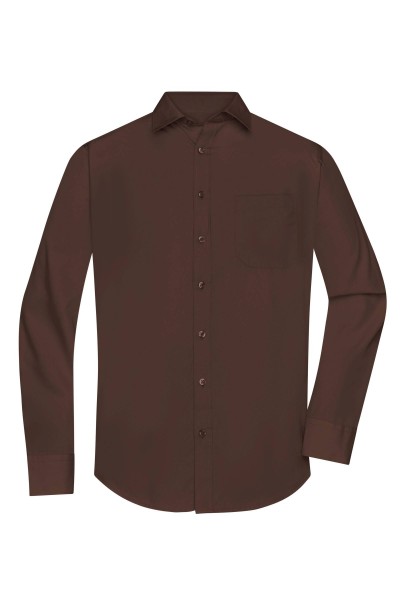 Men&#039;s Shirt Longsleeve Poplin JN678, brown