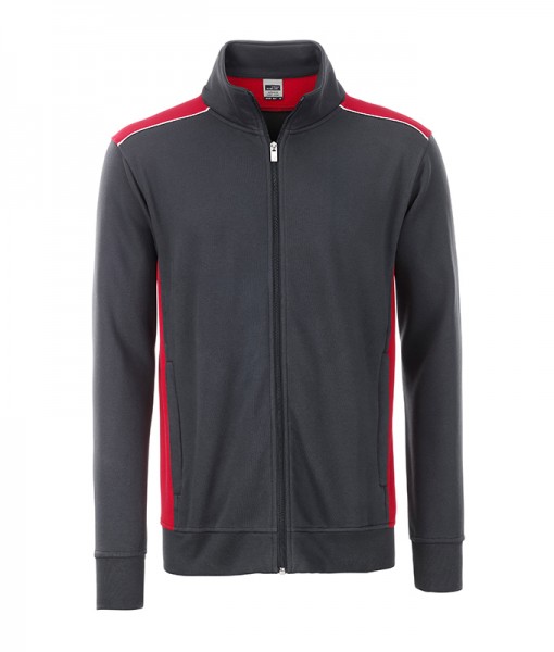 Men&#039;s Workwear Sweat Jacket - COLOR - JN870, carbon/red