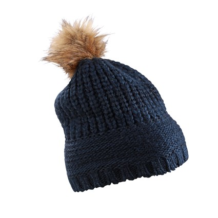 Knitted Hat with Shiny Effect, Mützen/Beanies, navy, one size
