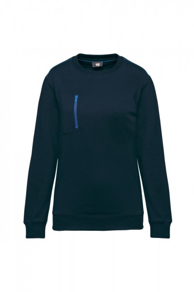 DayToDay Unisex-Sweatshirt mit kontrastfarbener zip Tasche WK403, Navy / Royal Blue