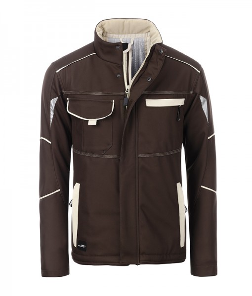 Workwear Softshell Padded Jacket - COLOR - JN853, brown/stone