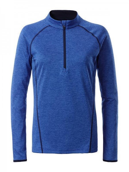Ladies&#039; Sports Shirt Longsleeve JN497, blue-melange/navy
