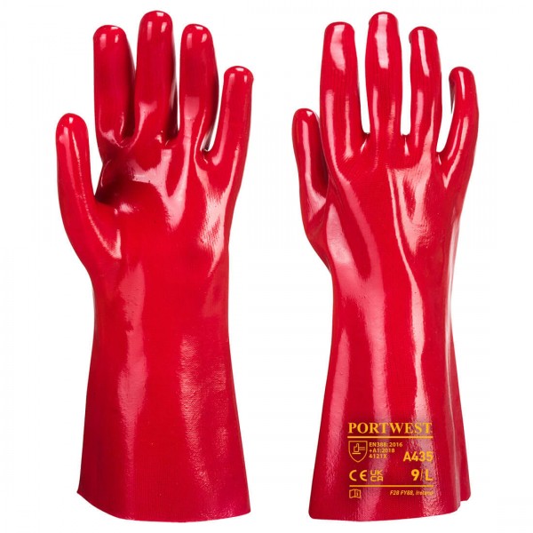 PVC-Handschuh 35cm Stulpe, A435, Rot