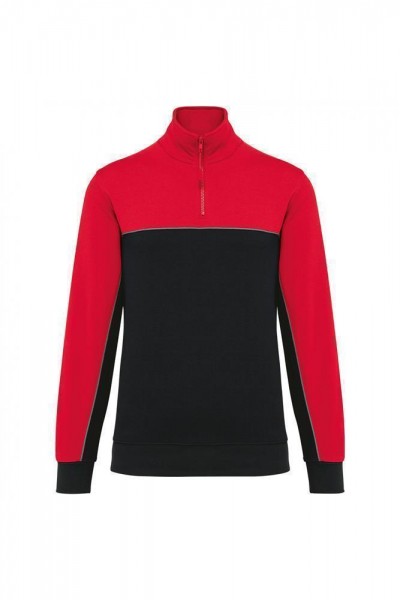 Umweltfreundliches Unisex-Sweatshirt mit Reißverschlusskragen WK404, Black / Red
