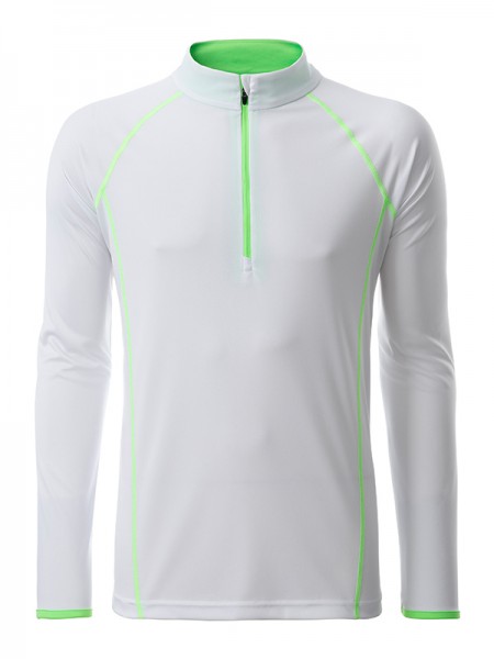 Men&#039;s Sports Shirt Longsleeve JN498, white/bright-green