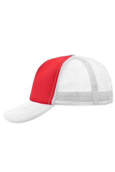 5 Panel Polyester Mesh Cap, red/white, MB070, one size