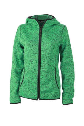Ladies&#039; Knitted Fleece Hoody JN588, green-melange/black