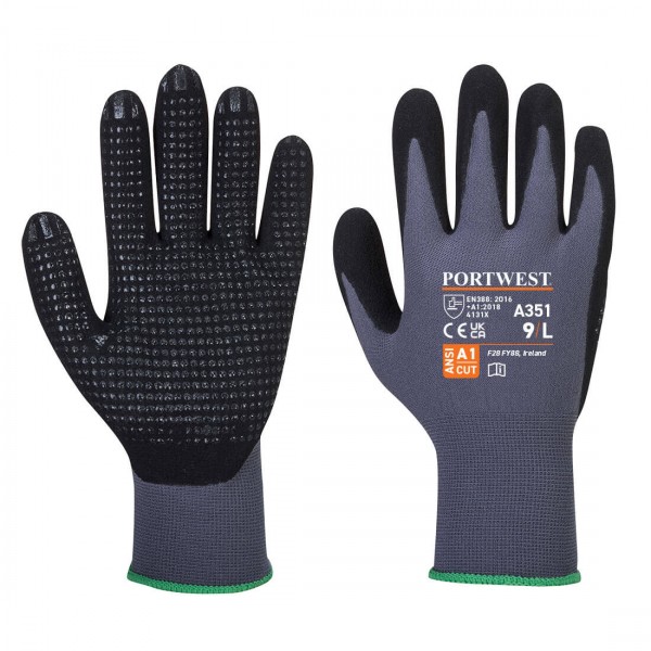 Dermiflex Plus Nitrilschaum-Handschuh, A351, Grau/Schwarz
