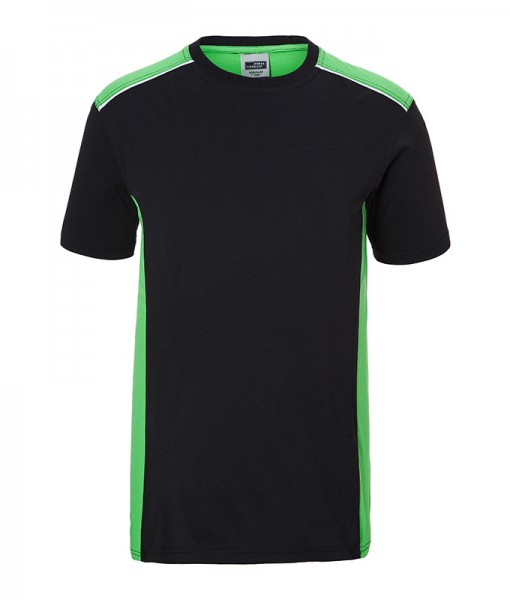 Men&#039;s Workwear T-Shirt - COLOR - JN860, black/lime-green