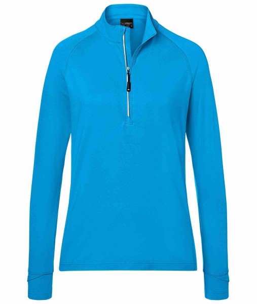 Ladies&#039; Sports Shirt Half-Zip JN787, bright-blue