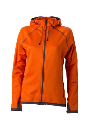 Ladies&#039; Hooded Fleece JN570, dark-orange/carbon