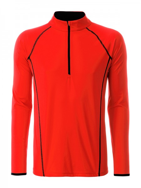 Men&#039;s Sports Shirt Longsleeve JN498, bright-orange/black