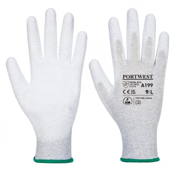 Antistatischer PU-Handflächen Handschuh, A199, Grau