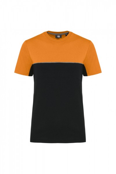 Zweifarbiges umweltfreundliches Unisex-T-Shirt mit kurzen Ärmeln WK304, Black / Orange
