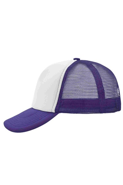 5 Panel Polyester Mesh Cap, white/lilac, MB070, one size