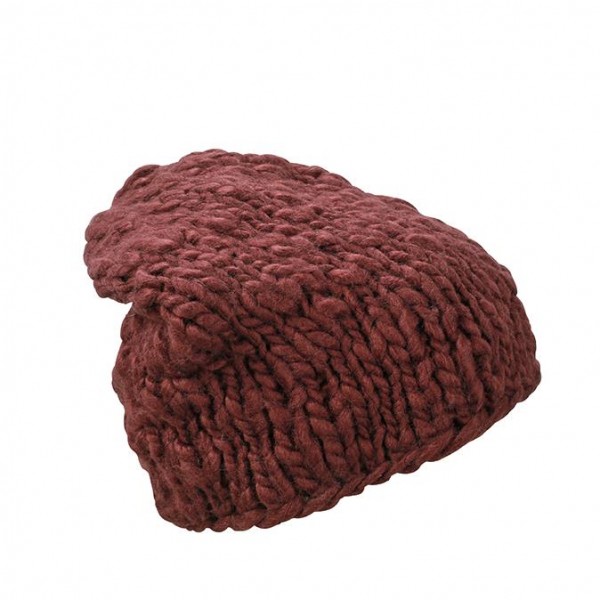 Coarse Knitted Hat, Mützen/Beanies, plum, one size