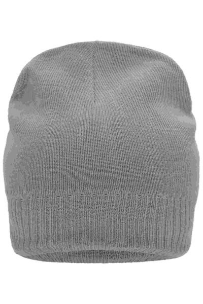 Knitted Beanie with Fleece Inset, light-grey-melange, MB7925, one size