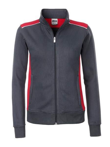 Ladies&#039; Workwear Sweat Jacket - COLOR - JN869, carbon/red