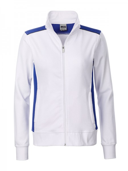 Ladies&#039; Workwear Sweat Jacket - COLOR - JN869, white/royal