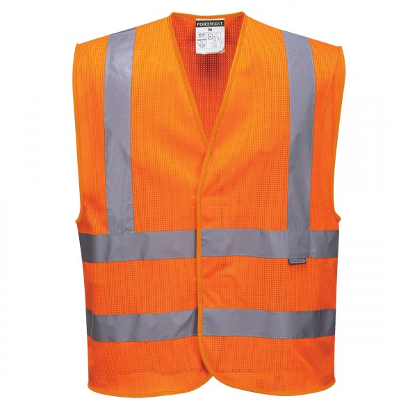 Warnschutzweste mit Schulterband und doppeltem Bauchband, C370, Orange