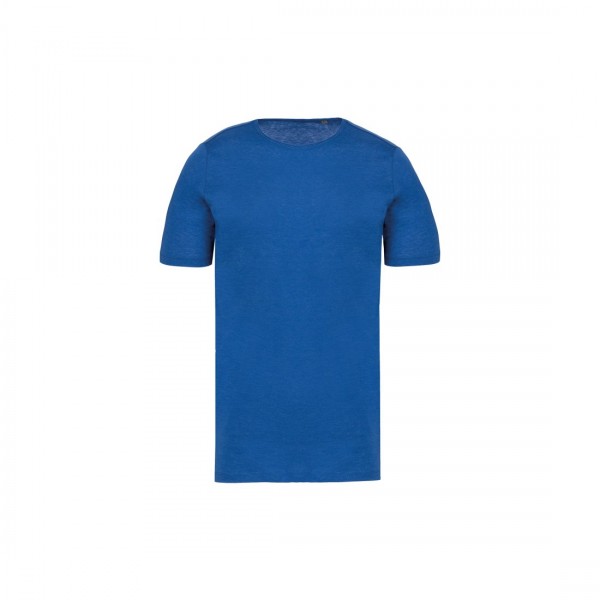 Bio-T-Shirt mit kurzen Ärmeln und ungesäumten Halsausschnitt K398, Ocean Blue Heather