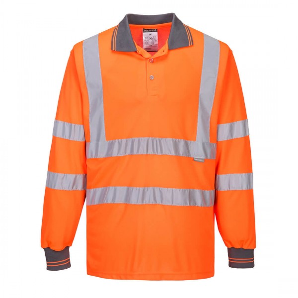 Langarm Warnschutz Polo Shirt, S277, Orange