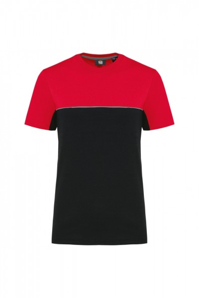 Zweifarbiges umweltfreundliches Unisex-T-Shirt mit kurzen Ärmeln WK304, Black / Red