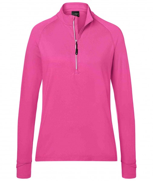 Ladies&#039; Sports Shirt Half-Zip JN787, pink