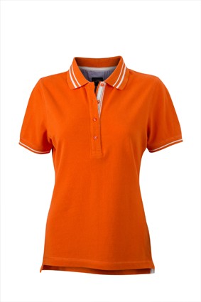 Ladies&#039; Lifestyle Polo, Polos, dark-orange/off-white
