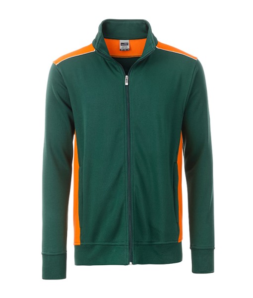 Men&#039;s Workwear Sweat Jacket - COLOR - JN870, dark-green/orange