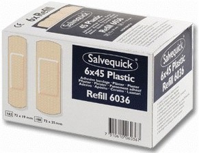 Salvequick® Refill-Einsatz 6036, 45 Pflasterstrips, wasserfest, 27 Stück 7,2 x 1,9 cm, 18 Stück 7,2