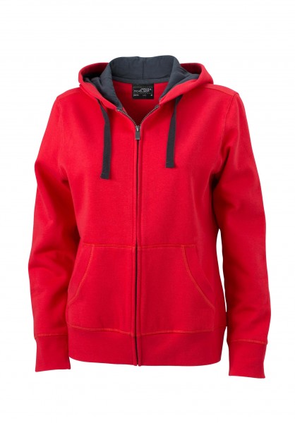 Ladies&#039; Hooded Jacket JN594, red/carbon