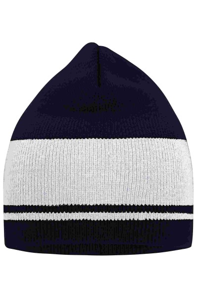 Knitted Beanie, navy/off-white, MB7130, one size