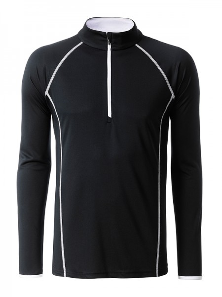 Men&#039;s Sports Shirt Longsleeve JN498, black/white