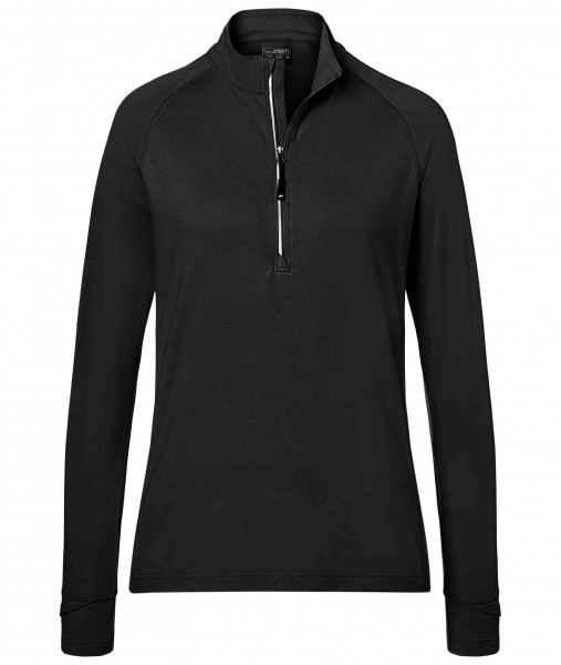 Ladies&#039; Sports Shirt Half-Zip JN787, black