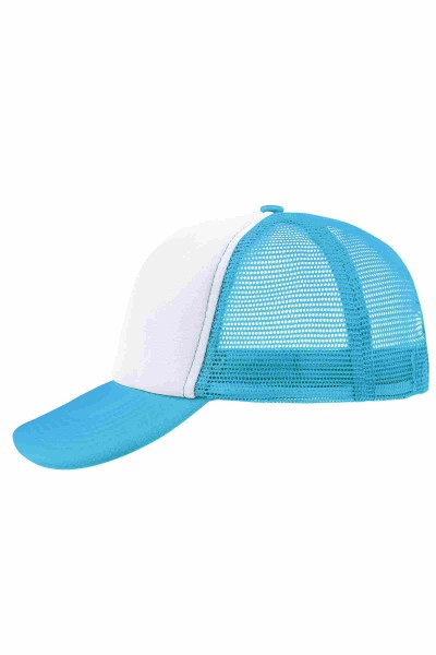 5 Panel Polyester Mesh Cap, white/pacific, MB070, one size