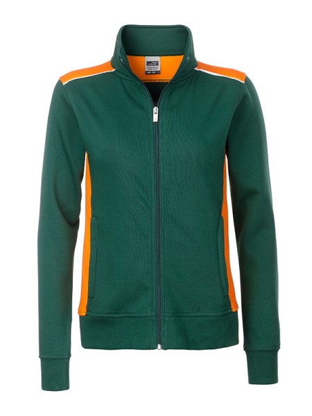 Ladies&#039; Workwear Sweat Jacket - COLOR - JN869, dark-green/orange