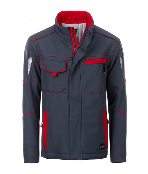 Workwear Softshell Padded Jacket - COLOR - JN853, carbon/red