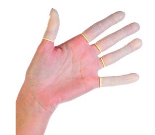 Latex-Fingerlinge, Materialstärke 0,2mm, Größe M = ø 19mm, Packung à 100 Stück