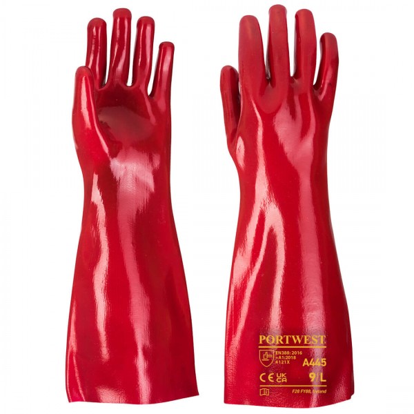 PVC-Handschuh 45cm Stulpe, A445, Rot