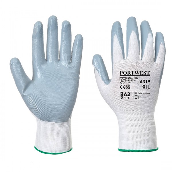 Flexo Grip Nitril Handschuh (in Verkaufsverpackung), A319, Grau/Weiß