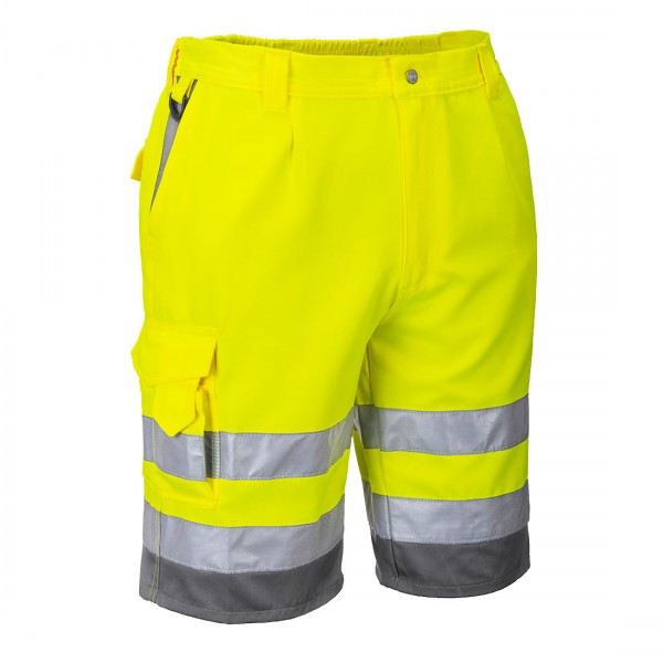 Warnschutz-Shorts aus Polyester-Baumwolle, E043, Gelb/Grau