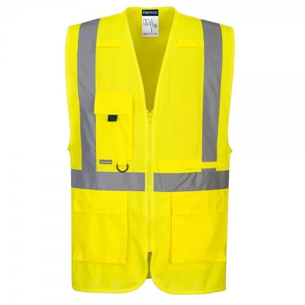 Warnschutz-Exekutiv-Weste mit großen Taschen, C357, Gelb