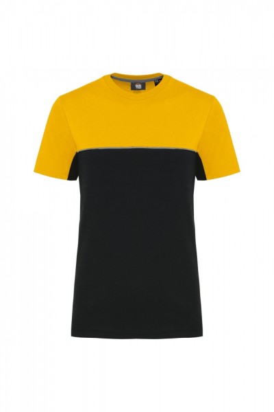 Zweifarbiges umweltfreundliches Unisex-T-Shirt mit kurzen Ärmeln WK304, Black / Yellow