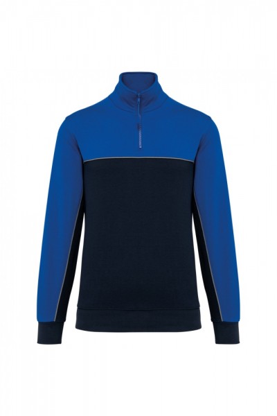 Umweltfreundliches Unisex-Sweatshirt mit Reißverschlusskragen WK404, Navy / Royal Blue