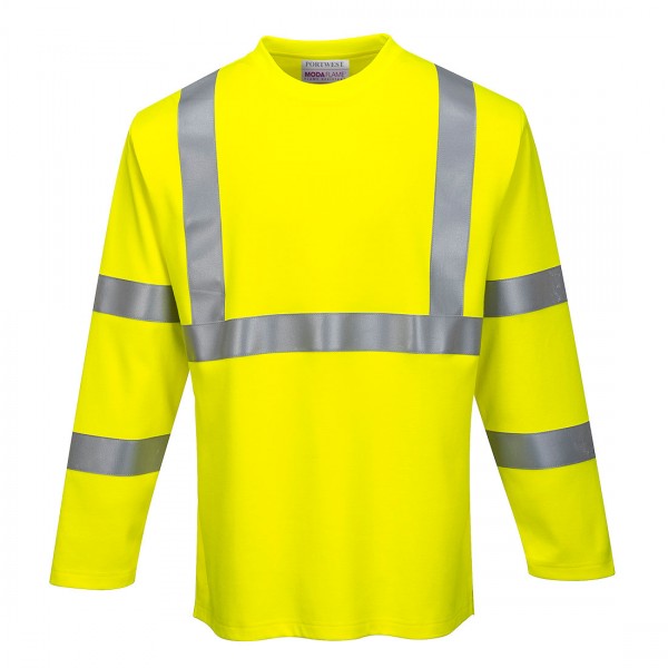 Flammhemmendes Langarm Warnschutz T-Shirt, FR96, Gelb